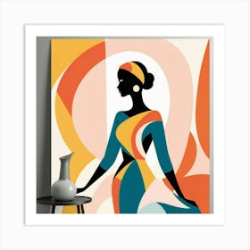 Abstract Woman In Colorful Dress Art Print