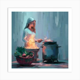 Woman Cooking 2 Art Print