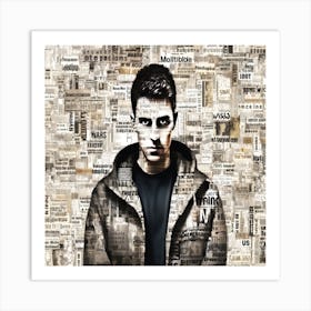 Man With Words - Man In The Newspaper Art Print