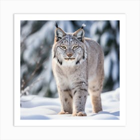 Lynx In The Snow Art Print