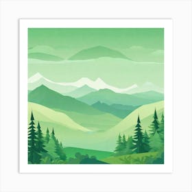 Misty mountains background in green tone 122 Art Print