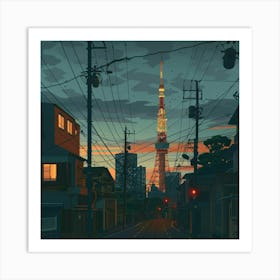 Sunset In Tokyo Art Print