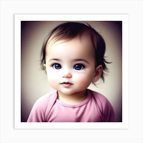 Baby Girl With Blue Eyes Art Print