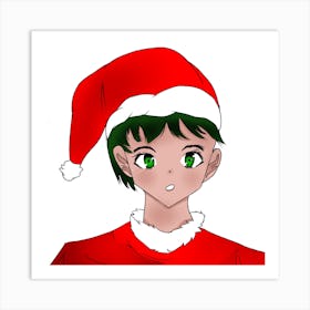 Christmas anime girl Art Print