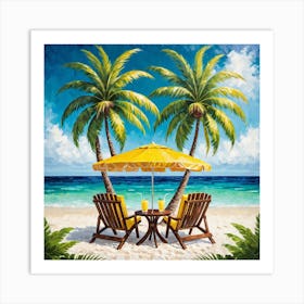 Palm Trees On The Beach Art Print