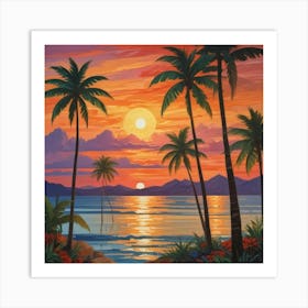 Sunset At The Beach 25 Art Print