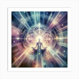 Meditating Man In Space Art Print