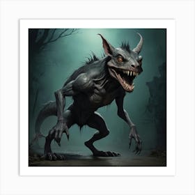 Chupacabra in Forest Halloween Art Print