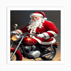 Santa On Bike 1 Art Print