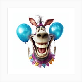 Donkey With Balloons 3 Art Print