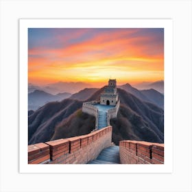 Great Wall Of China At Sunset Art Print