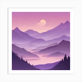 Misty mountains background in purple tone 25 Art Print