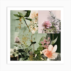 Collage Texture Photography Pictures Fonts Pastel Botanical Plants Layered Mixed Media Vi (1) Art Print