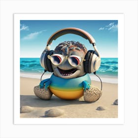 Little Monster With Headphones 1 Art Print