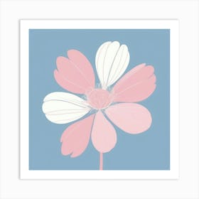 A White And Pink Flower In Minimalist Style Square Composition 413 Art Print