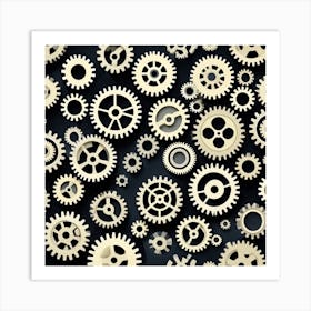 Gears On Black Background 2 Art Print