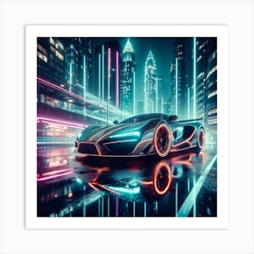 Neon Sport Car Art Print