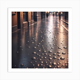 Rain Drops On A Wet Street Art Print