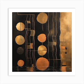 'Sunshine' Black And Gold Wall Art Art Print