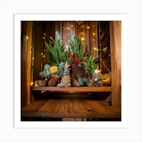 Firefly Extreme, Closeup, Shelf, Door, Christmas, Wreaths, Tree, Decoration, Holiday, Festive, Atmos Art Print