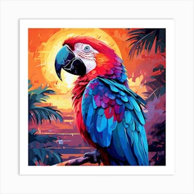 Sunset Parrot Art Print