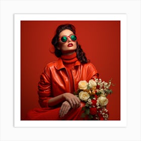 Portrait Of A Woman In Red Art Print