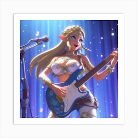 Zelda rocking out Art Print