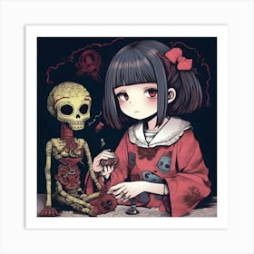 Skeleton Girl 3 Art Print