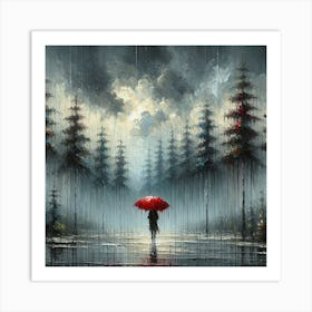 Woman In The Rain Art Print