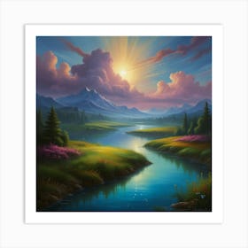 Sunset In The Mountains Art Print