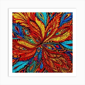 Psychedelic Flower, Paisley Explosion A Vibrant Tapestry With A Dense Paisley Pattern Use A Variety Of Colors Art Print