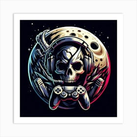 Skull With Game Controllers Art Print