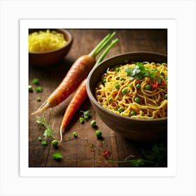 Noodle And Carrots Art Print