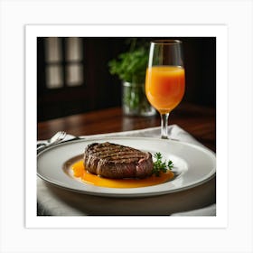 Steak And Orange Juice Art Print