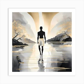 Man Walking After Rain Art Print