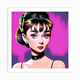 Audrey Hepburn Vivid Vintage Portrait Art Print