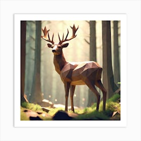 Deer In The Woods 27 Art Print