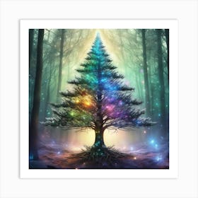 Christmas Tree In The Forest 86 Art Print