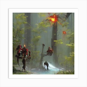 Robots In The Forest Art Print