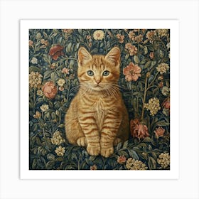 Kitten In Flowers Art Art Print