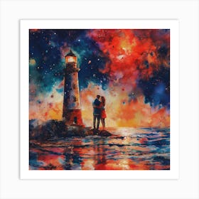 Lighthouse Romance Art Print
