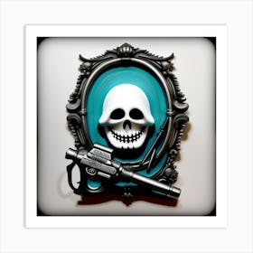 Skull And Gun Art Print