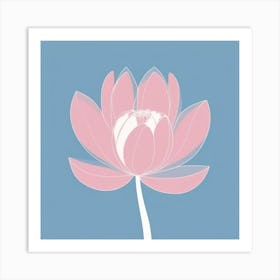 A White And Pink Flower In Minimalist Style Square Composition 664 Art Print