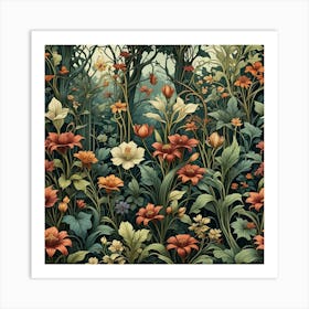 Flowers In The Forest Art Print