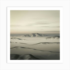 Minimalist background of Mountains In A Serene Horizon Art Print