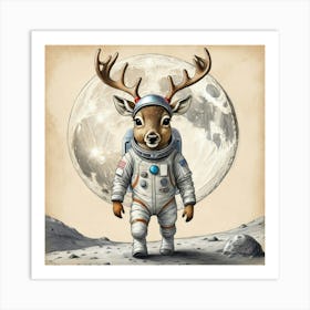 Astronaut Deer 3 Art Print