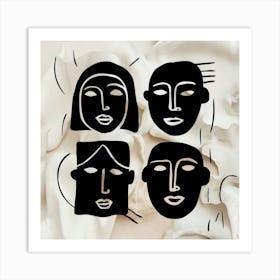 Abstract Faces Art, men and women 3 Art Print