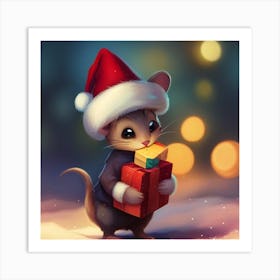 Adorable Christmas Mouse Art Print