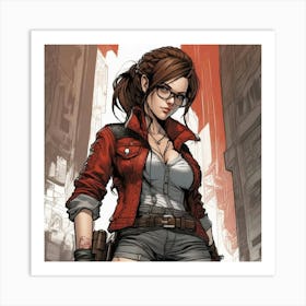 Comicbook Style Student in Red Art Print