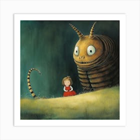 Alice In Wonderland And Caterpillar Art Print